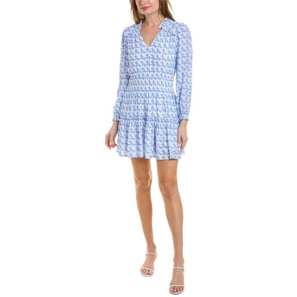 Sail To Sable Womens  Smocked Waist Mini Dress, Blue